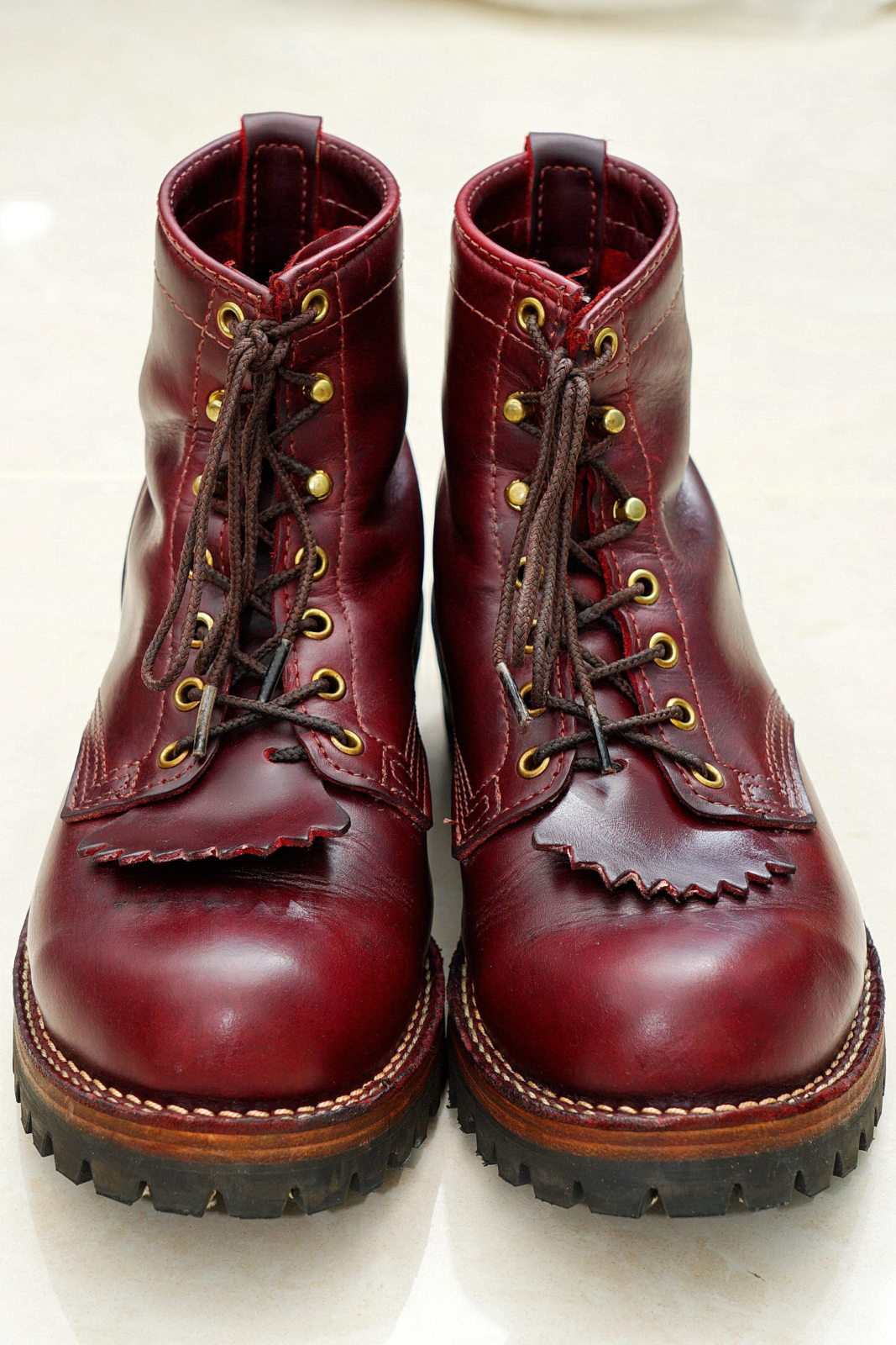 WESCO Boots Jobmaster Burgundy 酒紅七吋皮靴，正面