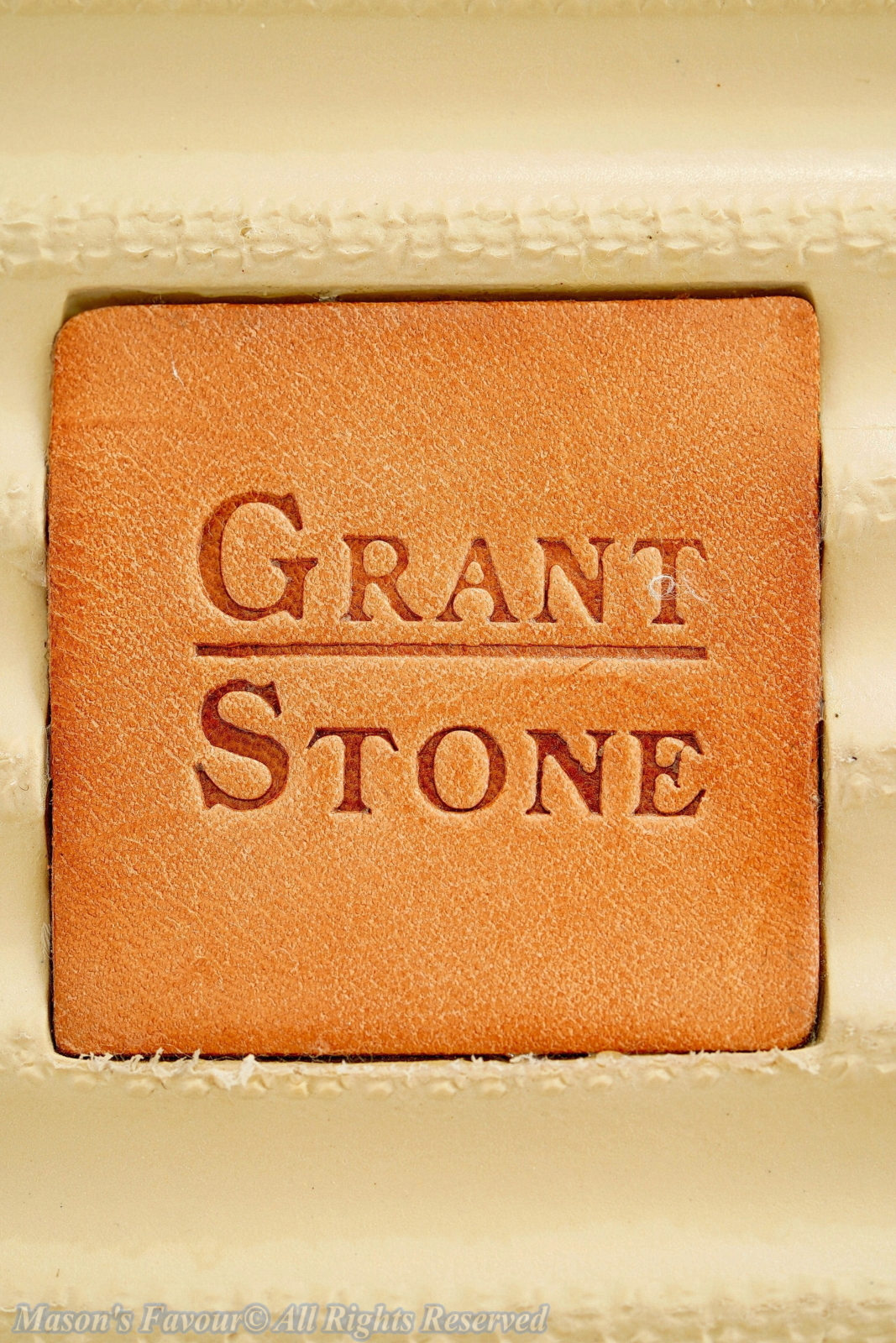 Grant Stone Brass Boot Saddle Tan - Bottom Leather Tab