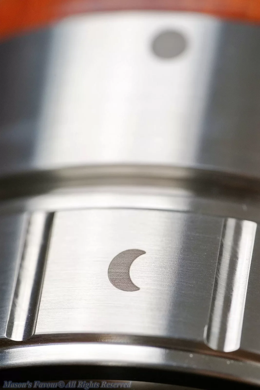 Aram Espresso Maker, Aram Coffee Maker - Portafilter, Enlarged View, Alignment Moon Mark