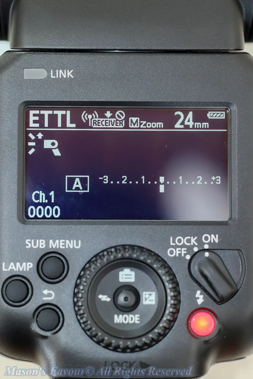 Canon Speedlite EL-5 - Display and Operation Interface 2, with Display lighting up