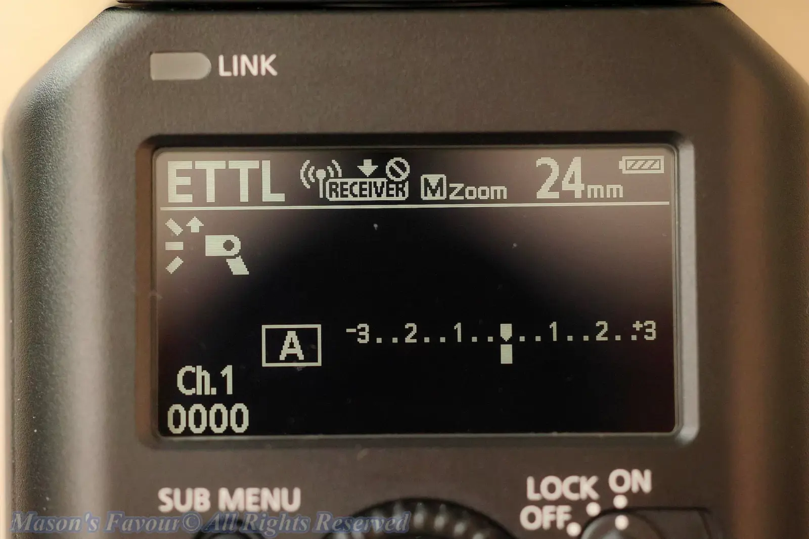 Canon Speedlite EL-5 - ETTL Receiver Mode illustrated on Display, Enlarged View