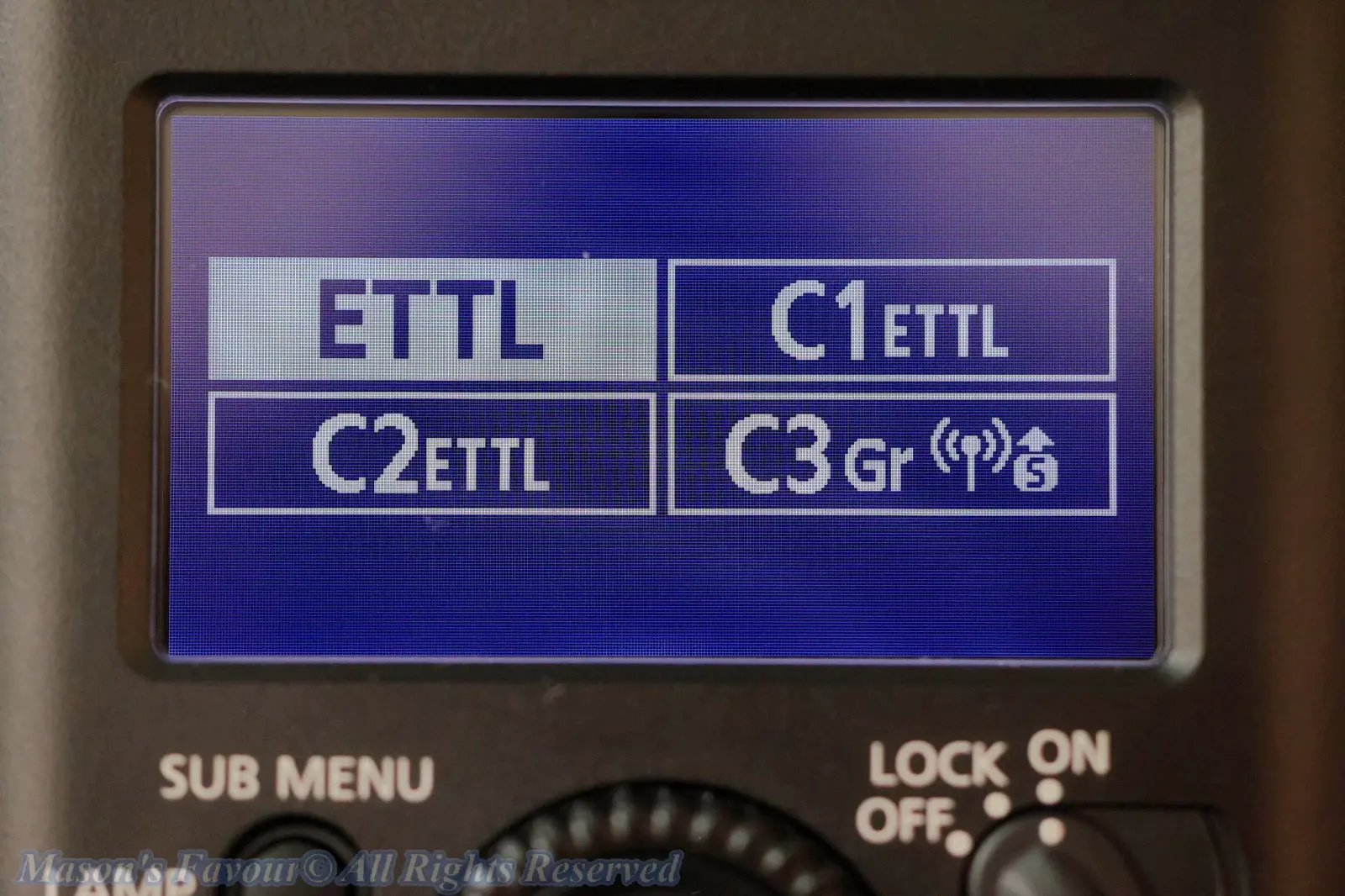 Canon Speedlite EL-5 - ETTL Control Sub Menu illustrated on Display