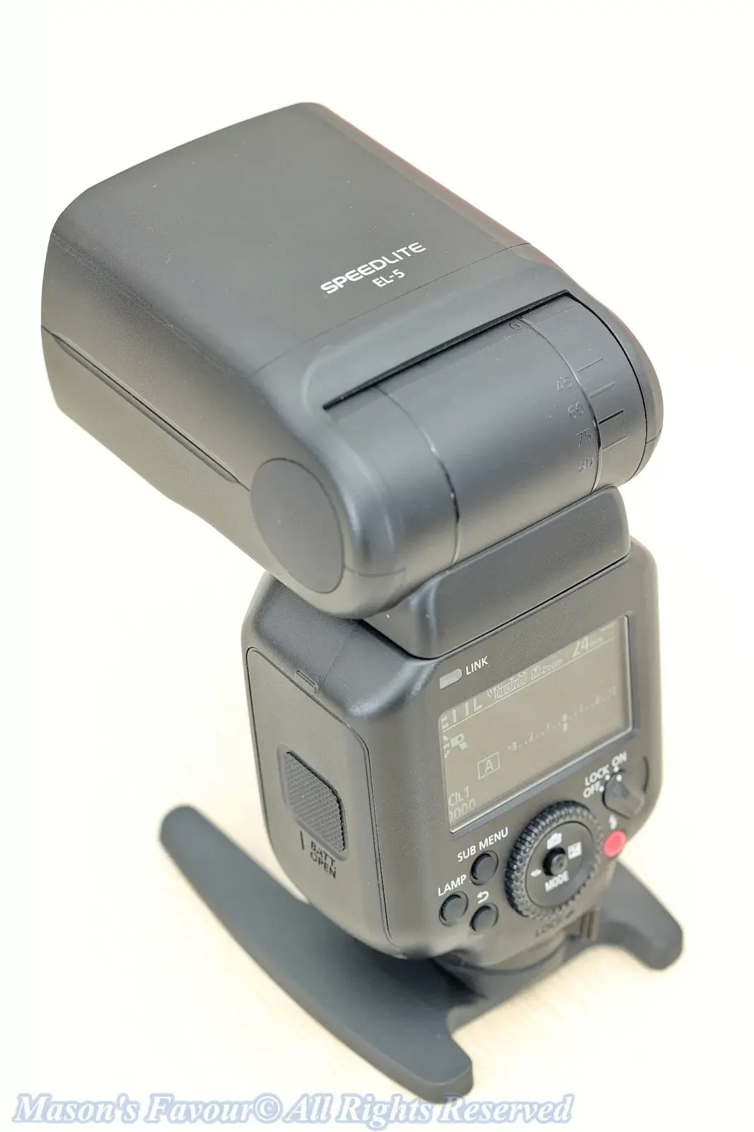 Canon Speedlite EL-5 - EL-5, which Pivots its Diffuser right forward, on Flashgun Stand 2