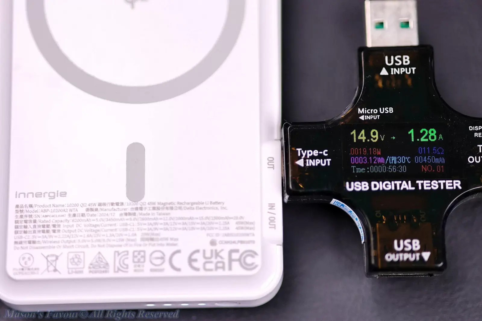 Innergie Qi2 Magnetic Battery Pack 10200mAh - Power Output Test, USB-C Out Port 2