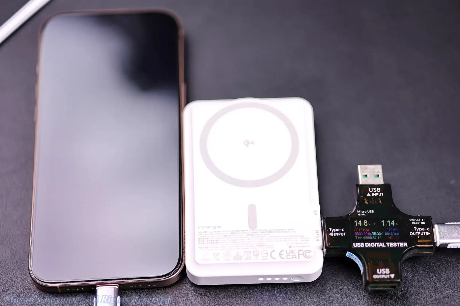 Innergie Qi2 Magnetic Battery Pack 10200mAh - Power Output Test, USB-C In/Out Port 1
