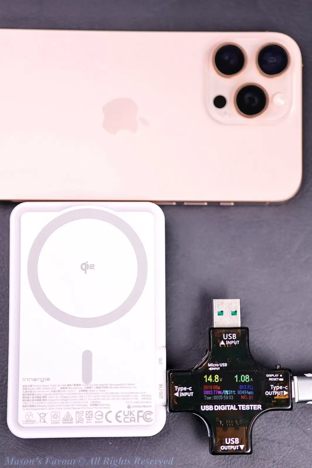 Innergie Qi2 Magnetic Battery Pack 10200mAh - Power Output Test, USB-C In/Out Port 3