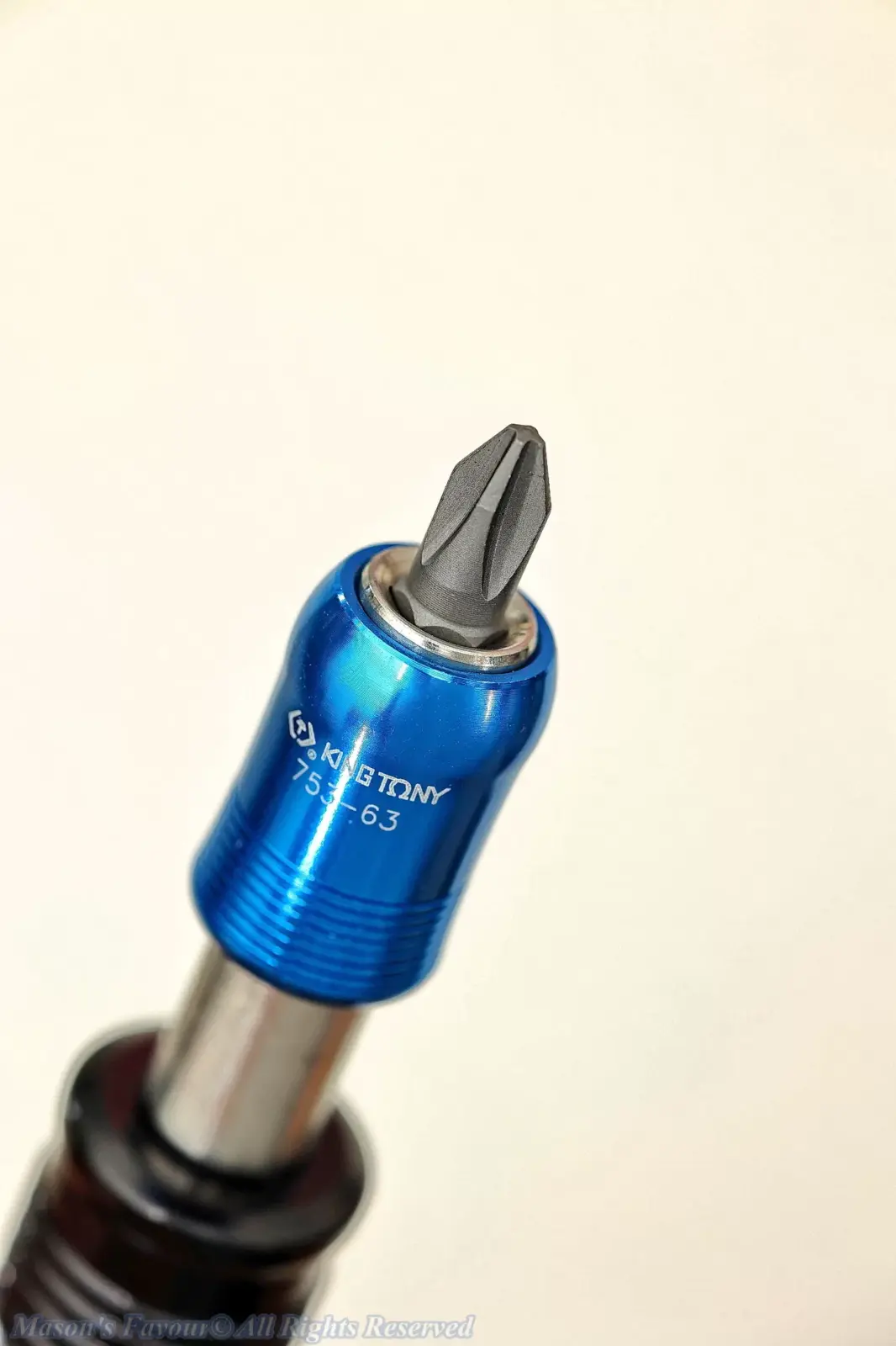 King Tony 32540MR Ratchet ScrewDriver & Bit Set - Phillips Bit fitted to the Short Bit Adapter fitted on the Stem Socket of the Ratchet Screwdriver 2