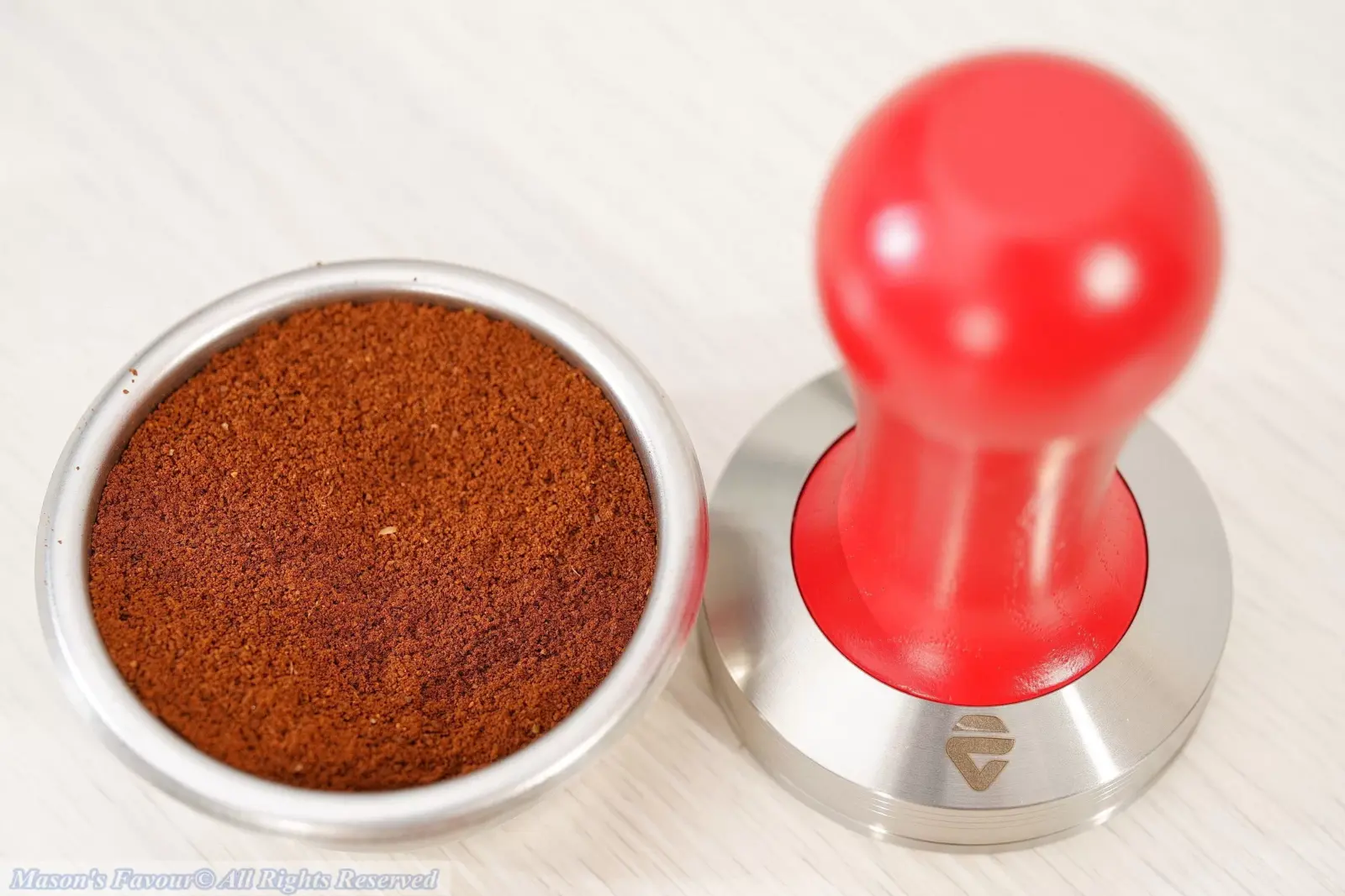 Lelit PLA481R Tamper - PLA481R Tamper & IMS Filter Basket with Coffee Beans Ground