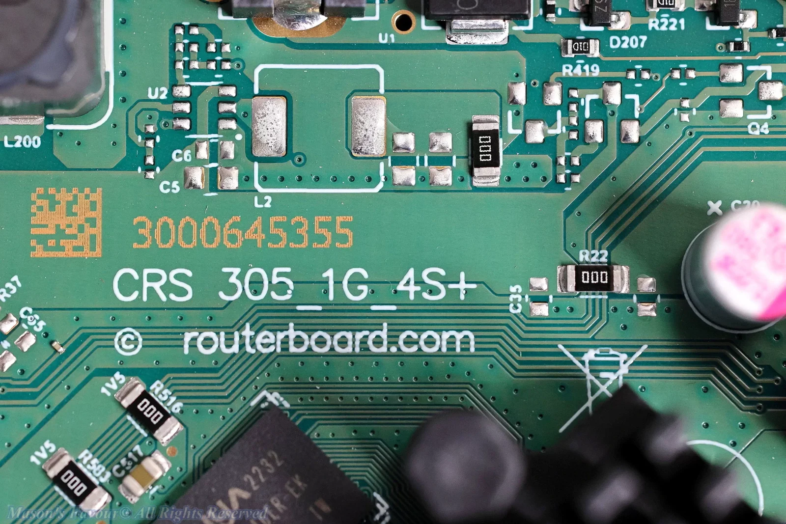 MikroTik CRS305-1G-4S+IN - Logo & Model Type on the Circuit Board