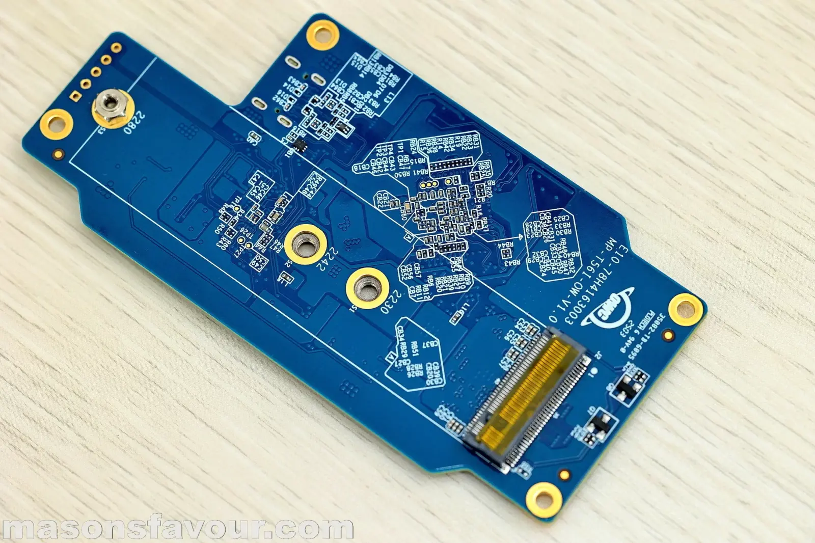 OWC Envoy Ultra Thunderbolt 5 SSD - PCB with NVME SSD Slot, Perspective 3