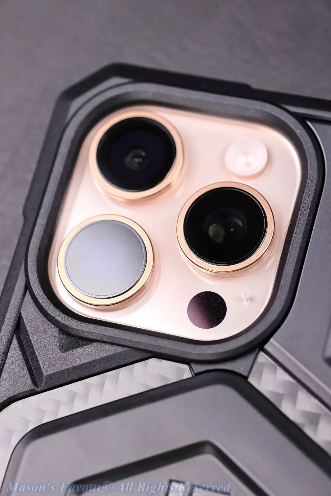 UAG Protective Case for iPhone 16 Pro MAX - Assembled with iPhone 16 Pro MAX, Enlarged View, Camera Module 2