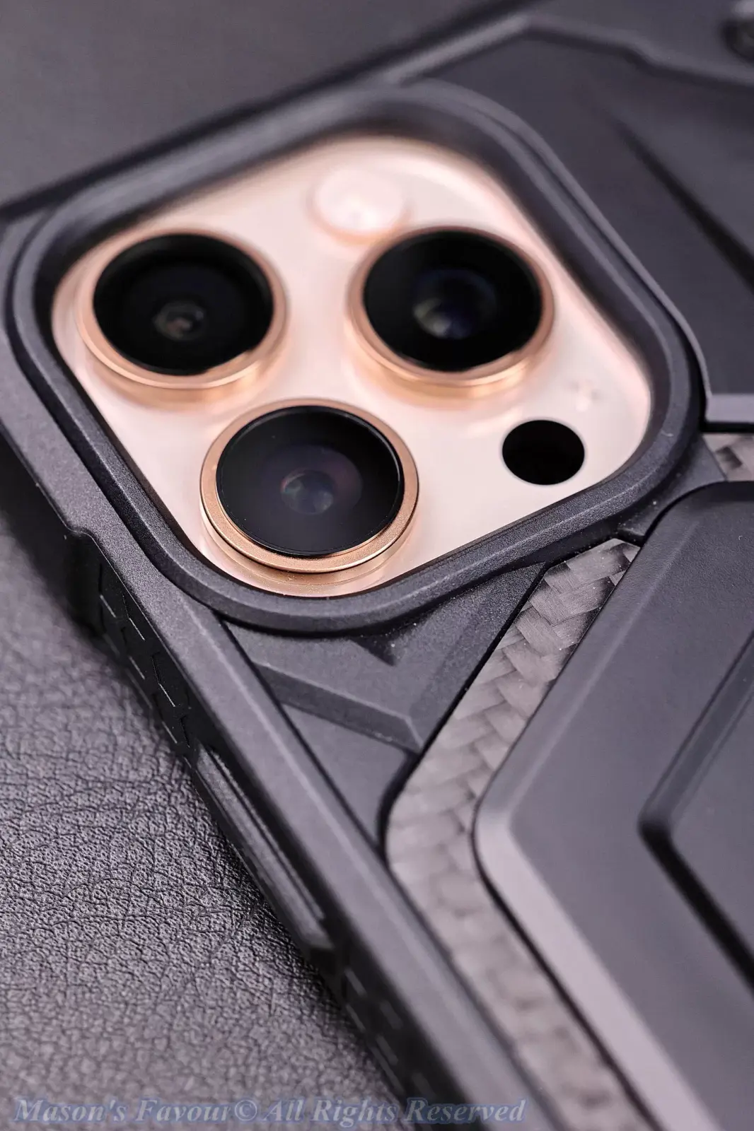 UAG Protective Case for iPhone 16 Pro MAX - Assembled with iPhone 16 Pro MAX, Enlarged View, Camera Module in Another Perspective