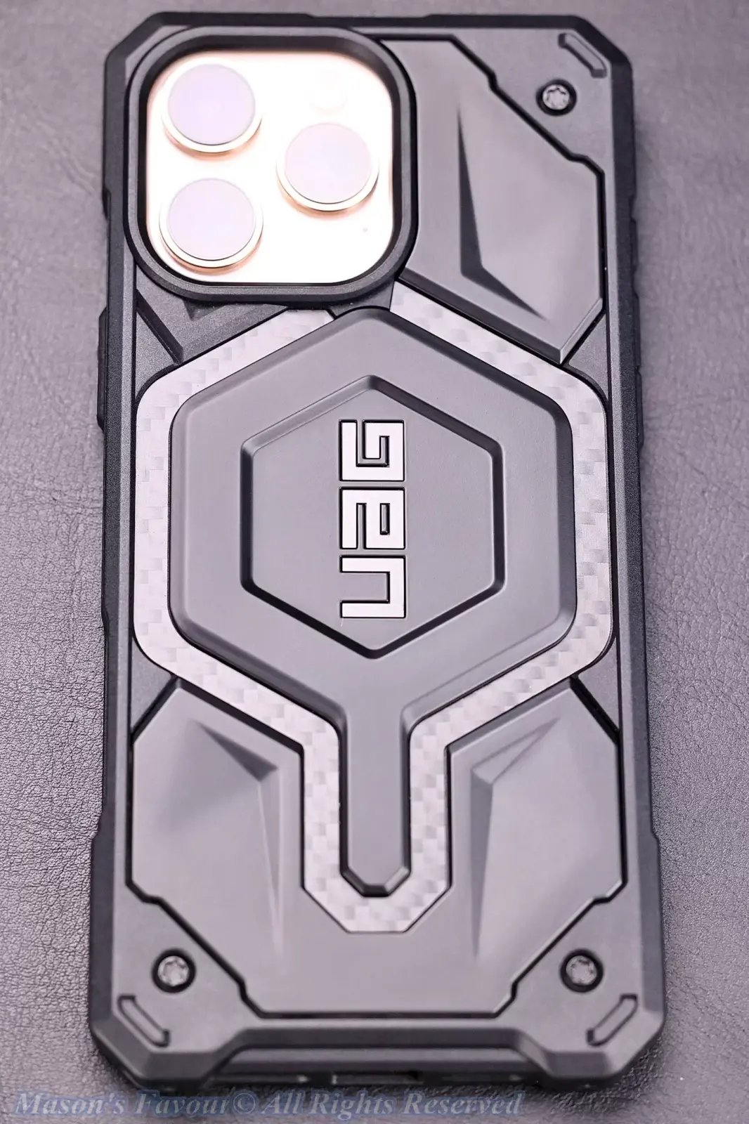 UAG Protective Case for iPhone 16 Pro MAX - Assembled with iPhone 16 Pro MAX, Right Rear View