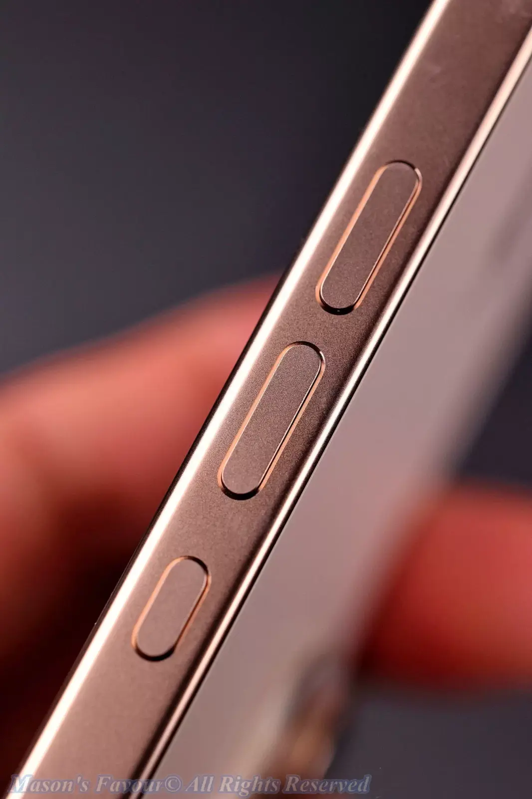 iPhone 16 Pro Max, Desert Titanium - Enlarged View, Action Button & Volume Buttons