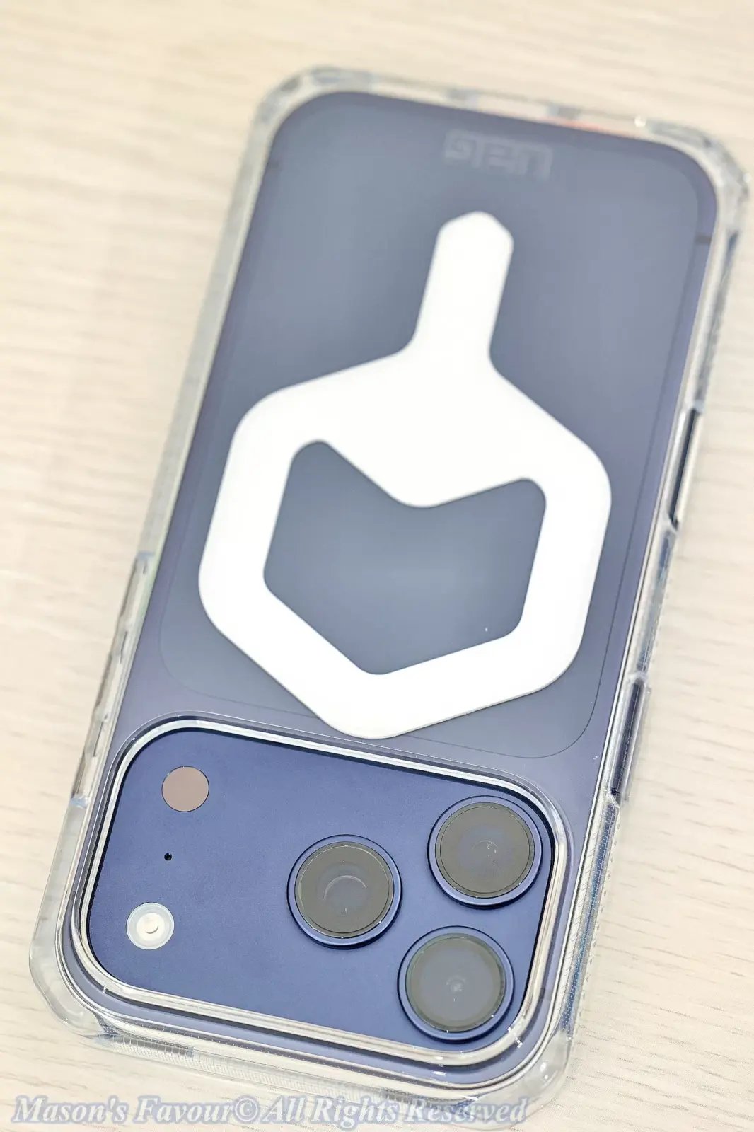 iPhone 17 Pro Deep Blue - iPhone 17 Pro assembed with UAG Protective Case, Rear Perspective 3