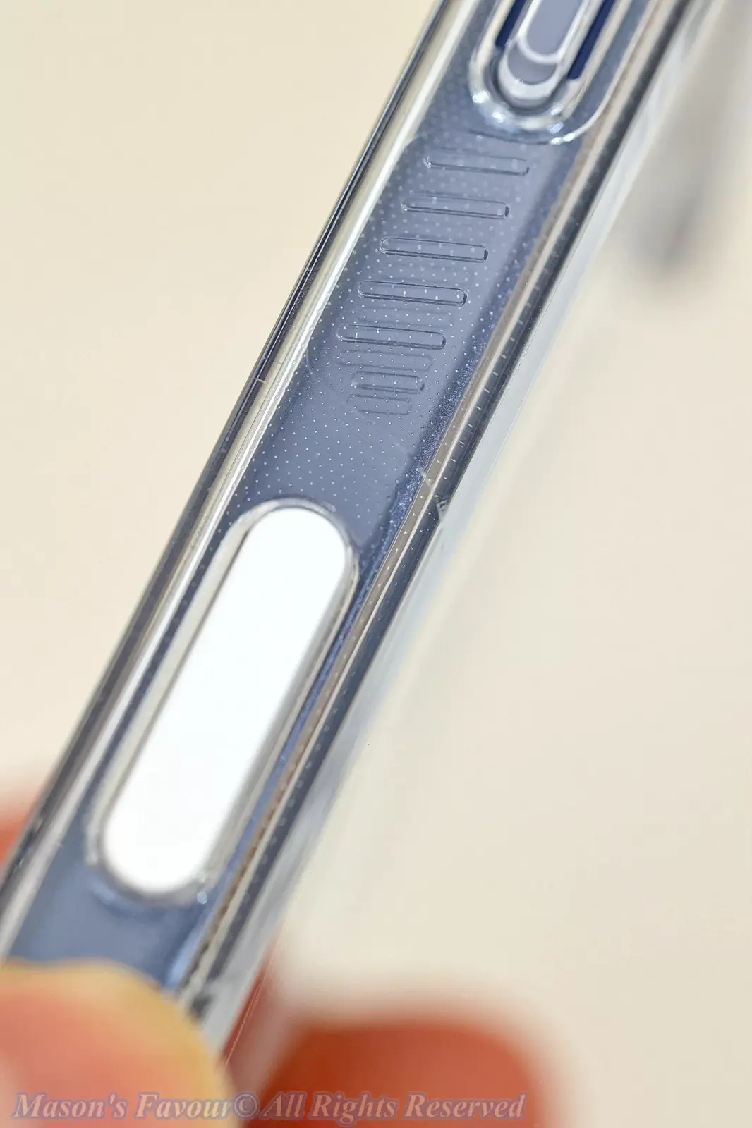 iPhone 17 Pro Deep Blue - iPhone 17 Pro assembed with UAG Protective Case, Camera Shutter Button, Enlarged View